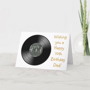 Carte Joyeux 70e anniversaire pour papa avec disque viny