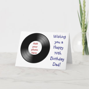 Carte Joyeux 70e anniversaire pour papa avec disque viny