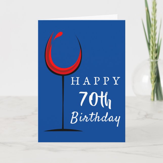 Carte Joyeux 70e anniversaire Verre rouge Anniversaire (Devant)