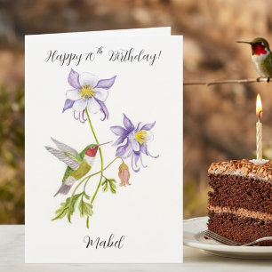 Carte Joyeux 70ème Anniversaire Columbine avec Hummingbi