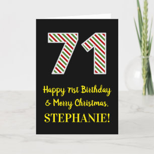 Carte Joyeux 71e anniversaire & Joyeux Noël, Nom personn