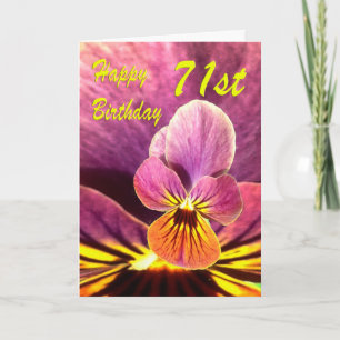 Carte Joyeux 71ème anniversaire Pansy Flower