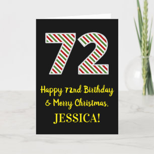 Carte Joyeux 72e anniversaire & Joyeux Noël, Nom personn
