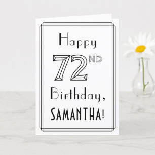 Carte Joyeux 72e anniversaire, style Art déco avec nom p