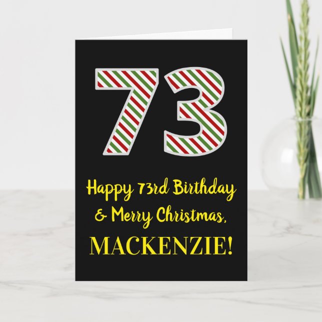 Carte Joyeux 73e anniversaire & Joyeux Noël, Nom personn (Devant)