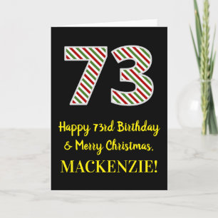Carte Joyeux 73e anniversaire & Joyeux Noël, Nom personn