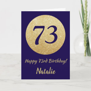 Carte Joyeux 73e anniversaire Marine Parties scintillant