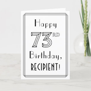 Carte Joyeux 73ème anniversaire, Art Déco Style avec Nom