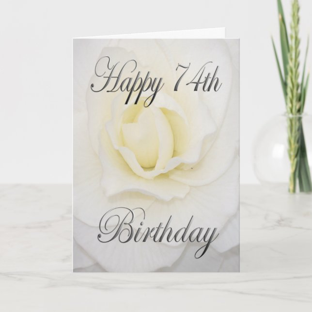 Carte Joyeux 74e anniversaire Fleur Blanche (Devant)