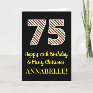 Carte Joyeux 75e anniversaire et Joyeux Noël, Nom person