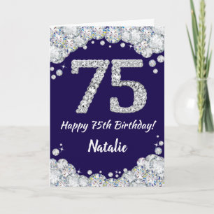 Carte Joyeux 75e anniversaire Marine Parties scintillant