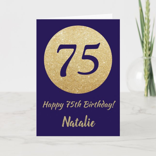 Carte Joyeux 75e anniversaire Marine Parties scintillant (Devant)