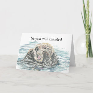Carte Joyeux 75e anniversaire mignon Excité Otter humori