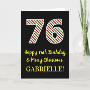 Carte Joyeux 76e anniversaire & Joyeux Noël, Nom personn