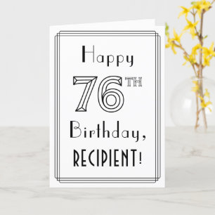 Carte Joyeux 76ème anniversaire, Art Déco Style avec Nom