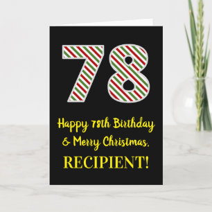 Carte Joyeux 78e anniversaire & Joyeux Noël, Nom personn