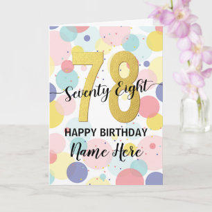 Carte Joyeux 78ème anniversaire Pastel Rainbow Gold Woma