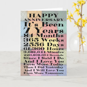 Carte Joyeux 7e anniversaire de Mariage Woolen