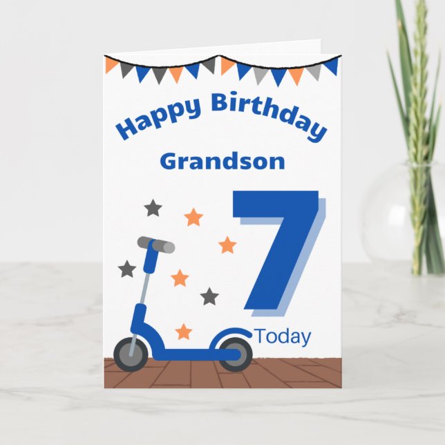 Carte Joyeux 7e anniversaire grand-fils (Devant)
