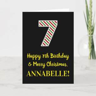 Carte Joyeux 7e anniversaire & Joyeux Noël, Nom personna