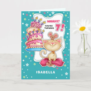 Carte Joyeux 7ème anniversaire. Nom personnalisé Fun Kit