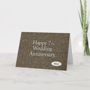Carte Joyeux 7ème. Laine de l'anniversaire du mariage