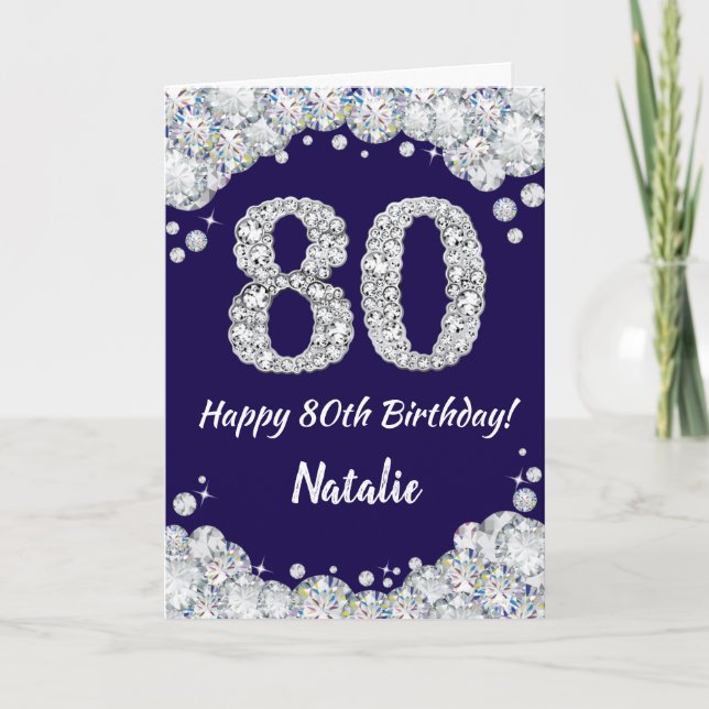 Carte Joyeux 80e anniversaire Marine Parties scintillant (Devant)