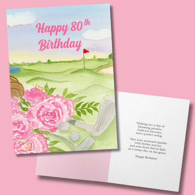Carte Joyeux 80e anniversaire Peonies sur le terrain de  (Créateur téléchargé)