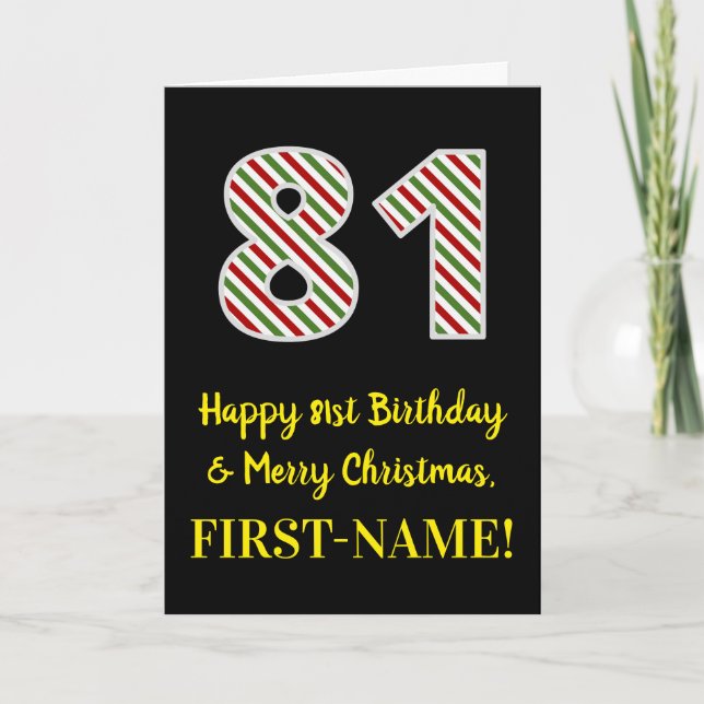 Carte Joyeux 81e anniversaire & Joyeux Noël, Nom personn (Devant)