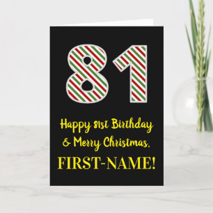 Carte Joyeux 81e anniversaire & Joyeux Noël, Nom personn