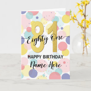 Carte Joyeux 81e anniversaire Pastel Arc-en-ciel et fill