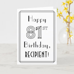 Carte Joyeux 81e anniversaire, style Art déco avec nom p