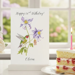 Carte Joyeux 82e anniversaire Columbine avec Hummingbird