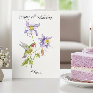 Carte Joyeux 84e anniversaire Columbine avec Hummingbird