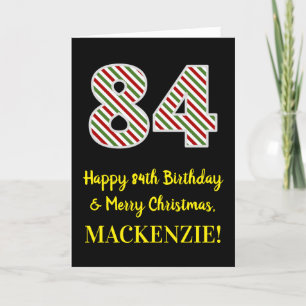 Carte Joyeux 84e anniversaire & Joyeux Noël, Nom personn