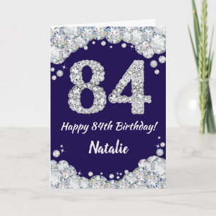 Carte Joyeux 84e anniversaire Marine Bleu et Parties sci