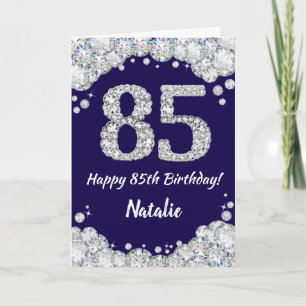 Carte Joyeux 85e anniversaire Marine Parties scintillant