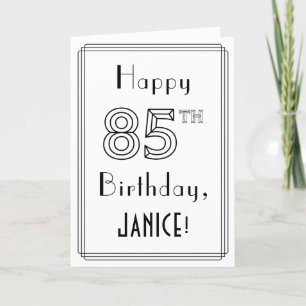 Carte Joyeux 85e anniversaire, style Art déco avec nom p