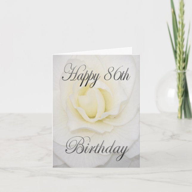 Carte Joyeux 86e anniversaire Fleur blanche (Devant)