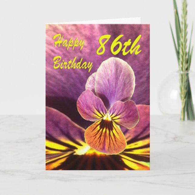 Carte Joyeux 86e anniversaire Pansy Flower (Devant)