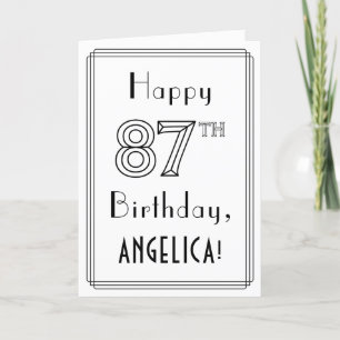 Carte Joyeux 87e anniversaire, style Art déco avec nom p