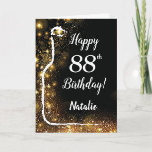 Carte Joyeux 88e anniversaire Black and Gold Parties sci