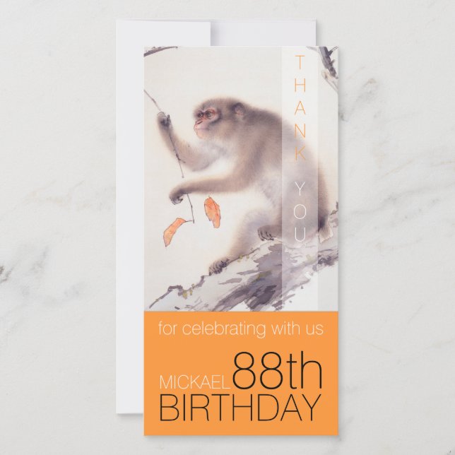 Carte Joyeux 88e anniversaire japonais peinture Monkey V (Devant)