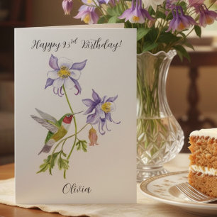 Carte Joyeux 93e anniversaire Columbine avec Hummingbird