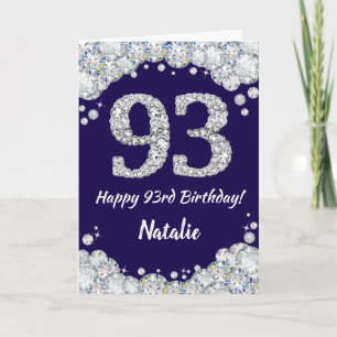 Carte Joyeux 93e anniversaire Marine Bleu et Parties sci
