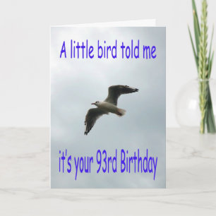 Carte Joyeux 93e anniversaire volant oiseau de mouette