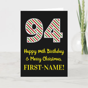 Carte Joyeux 94e anniversaire & Joyeux Noël, Nom personn