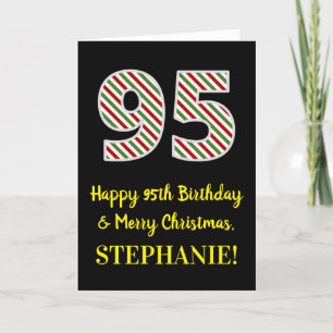 Carte Joyeux 95e anniversaire & Joyeux Noël, Nom personn