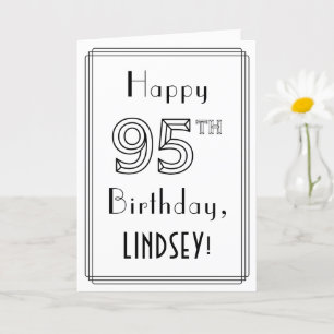 Carte Joyeux 95e anniversaire, style Art déco avec nom p