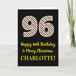 Carte Joyeux 96e anniversaire & Joyeux Noël, Nom personn
